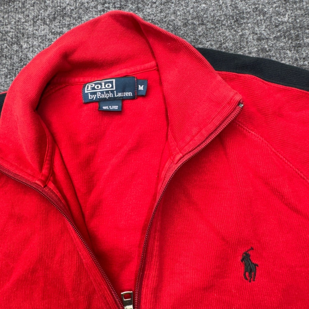 Polo Ralph Lauren Track Jacket Mens Large Red Full Zip Side Stripe Gorpcore Pony